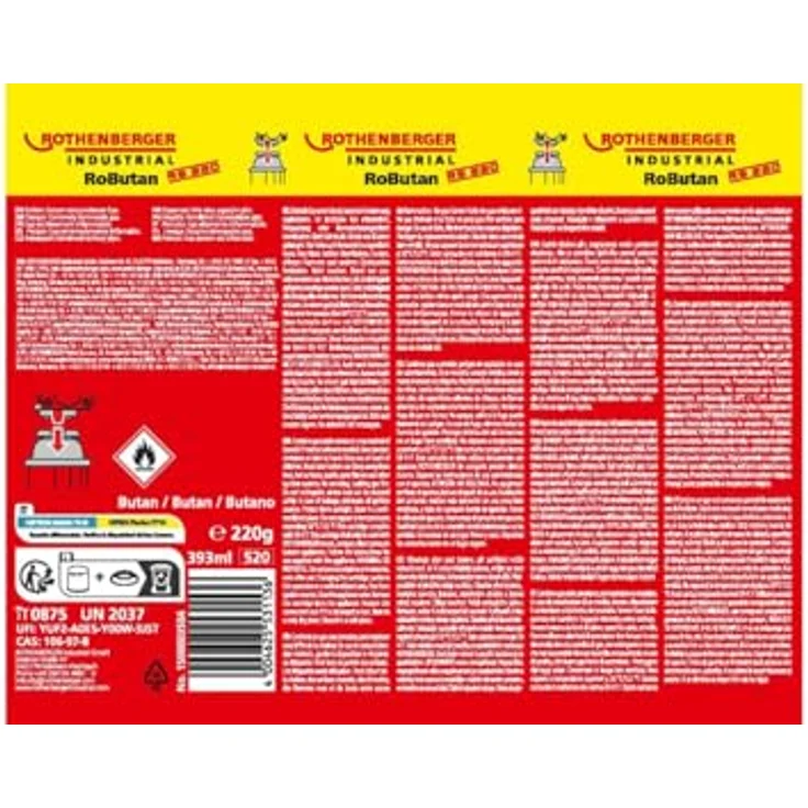 ROTHENBERGER Industrial Gaskartusche RoButan 220 g, Bajonett-Verschluss MSF-1A, Ventilkartusche für Outdoor Camping und Unkrautvernichter – Bild 5