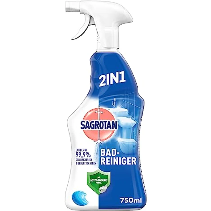 Sagrotan Bad-Reiniger Ozeanfrische – 2in1 Desinfektionsreiniger mit Antischmutzfilm für zuverlässige Hygiene im Badezimmer – 1 x 750 ml Sprühflasche – Bild 1