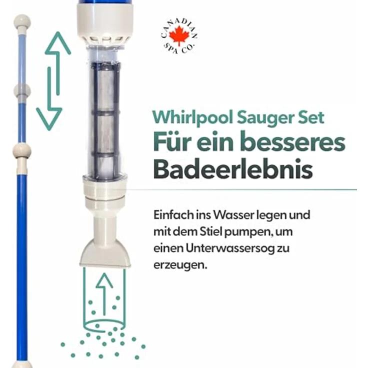 Canadian Spa GmbH Deluxe Whirlpool Sauger Set, effiziente Reinigung ohne Strom, vielseitige Aufsätze, praktische Wandhalterung – Bild 3