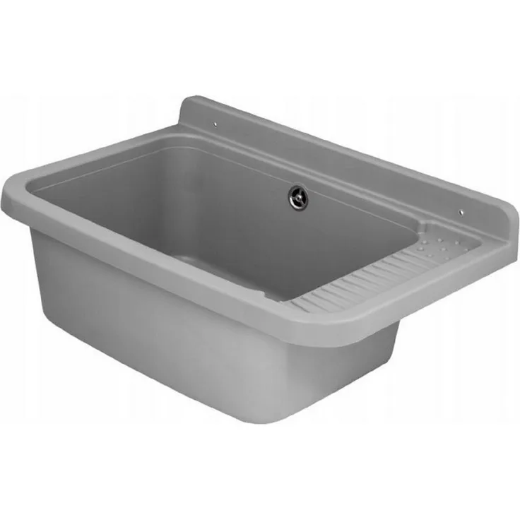 QLS Küchenspüle CELIA, Kunststoff-Spülbecken, 59x38 cm, für Garten Garage Werkstatt, in Weiß - Preisvergleich