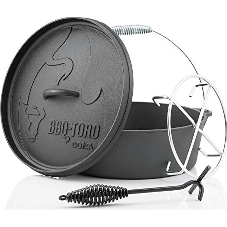 BBQ-Toro Dutch Oven Alpha Serie | 10,7 Liter (DO12AX), Topf mit Füße | bereits eingebrannt - preseasoned | Gusseisen Kochtopf | Bräter mit Deckelheber – Bild 1