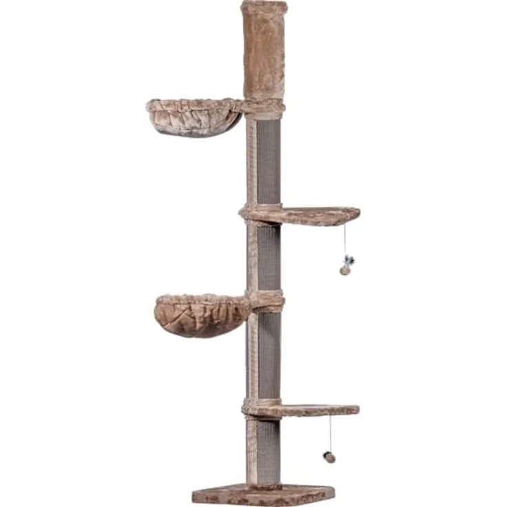 dobar® Premium Katzen-Kratzbaum Biggy aus Holz mit extra großen und stabilen Kratz-Stämmen in ausgefallenem Design - Geeignet auch für große Katzen - 35 x 60 x 100 cm