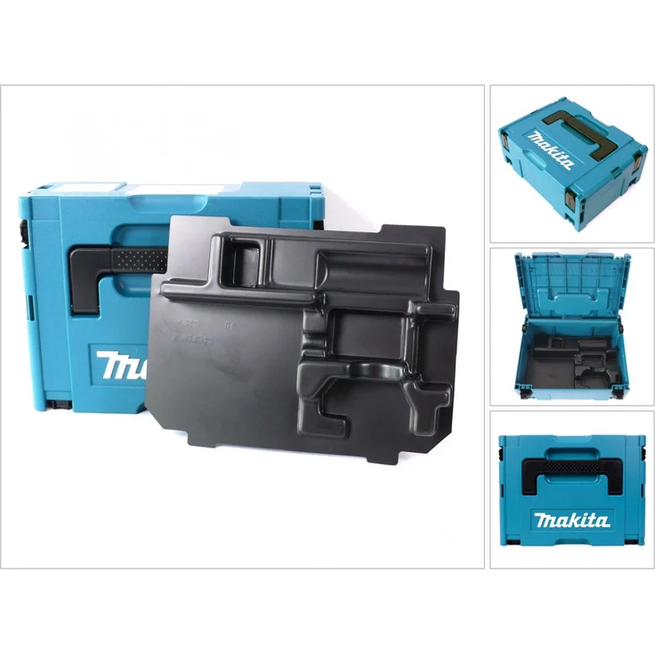 Makita Werkzeugkoffer MAKPAC 2, Systemkoffer mit Einlage für BTD / DTD 129 / 146 und BTW 250 / 251, stabil und stapelbar, schwarz