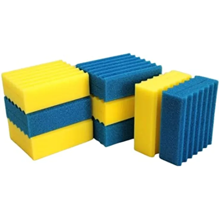 AquaOne Ersatzschwämme für CBF-350B CBF-550 Teichfilter, 4 blaue und 4 gelbe Schwämme, hohe Wasserdurchlaufmenge, einfach zu reinigen