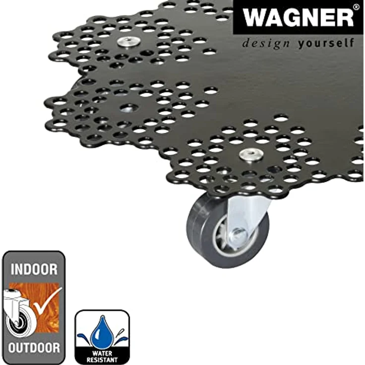 Wagner Pflanzenroller GH 0949, Schwarz Matt, 30 cm x 30 cm, mit Lochmuster und 100 kg Tragkraft, ideal für Balkon und Garten – Bild 4