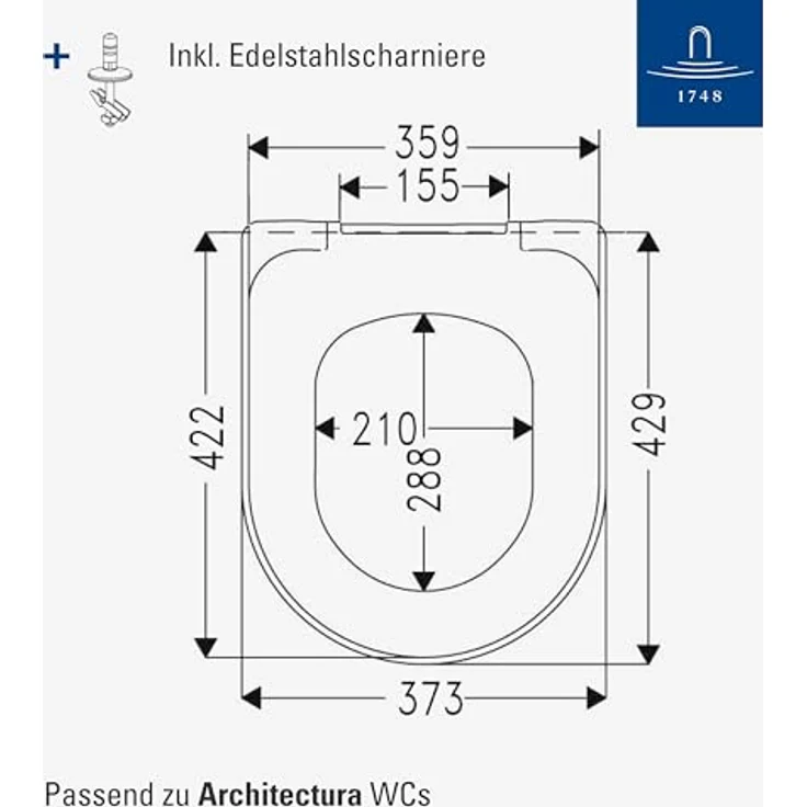 Villeroy & Boch Architectura WC-Sitz 445 x 374 x 59 mm, Duroplast mit SoftClosing und QuickRelease, Weiß Alpin – Bild 6