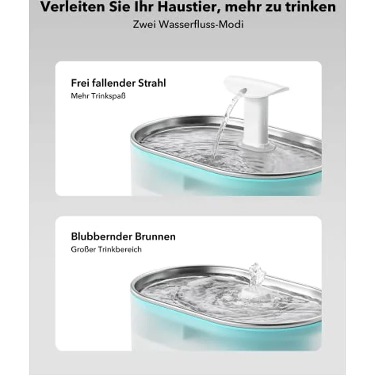 PETLIBRO Trinkbrunnen für Katze Ultraleise, 2,1L Capsule Katzenbrunnen Edelstahl für Katzen, Zwei Durchflussmodi, Sichtbarer Wasserstand, BPA-freier Wasserbrunnen für Katzen und Hunde mit 4 Filtern – Bild 5