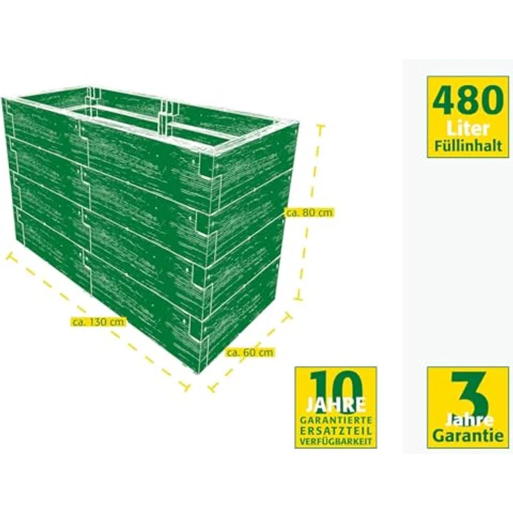 JUWEL Hochbeet Timber Ergoline 4er-Set (Variable Aufbauweise, 100% recyclebar, Gartenbeet aus Kunststoff) 20821, grau – Bild 5