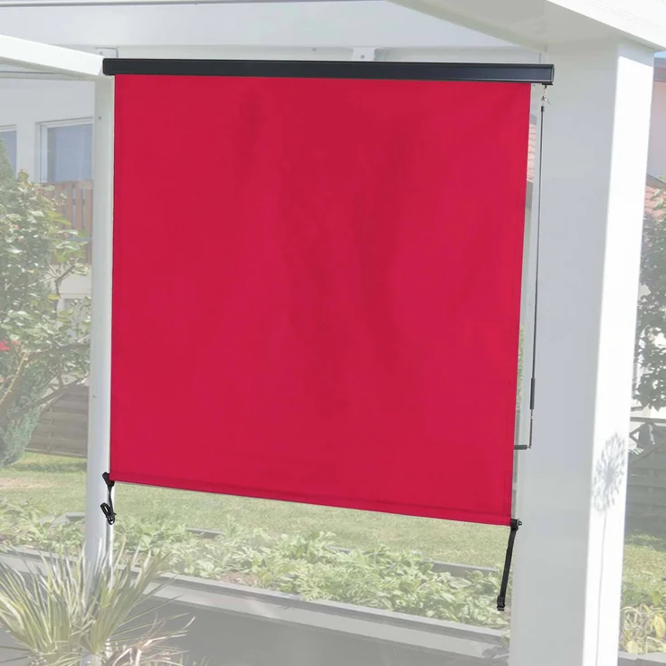 Mendler Vertikalmarkise MCW-F42, Senkrechtmarkise Sichtschutz Außenrollo Rollo, UV-Schutz 50 Stoff 250x180cm, bordeaux-rot