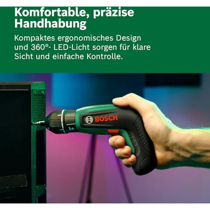 Bosch IXO 8 (C) Akkuschrauber, 4V mit 10-teiligem Bitset, multi-funktional einsetzbar, 360-Grad-LED-Lichtring – Bild 4