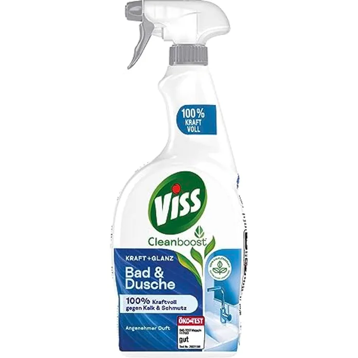 Viss Reiniger Spray Bad & Dusche Badreiniger für strahlenden Glanz Reinigungsmittel 100% kraftvoll gegen Kalk & Schmutz 750 ml