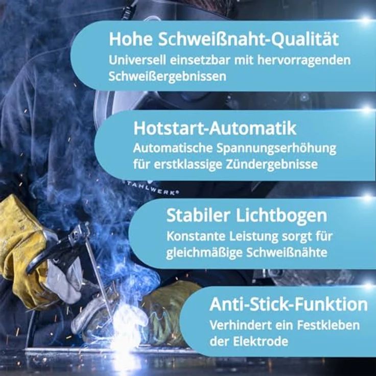 STAHLWERK ARC 200 MD Digital Inverter E Hand Schweißgerät 200 A MMA Lift TIG, kompakt und leicht mit automatischer Stromanpassung, IP21S Schutzart – Bild 6