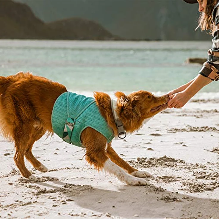 Hurtta Cooling Wrap Kühlweste für Hunde Sommer Kühlweste Aquamarin Hellblau 40-50cm – Bild 4