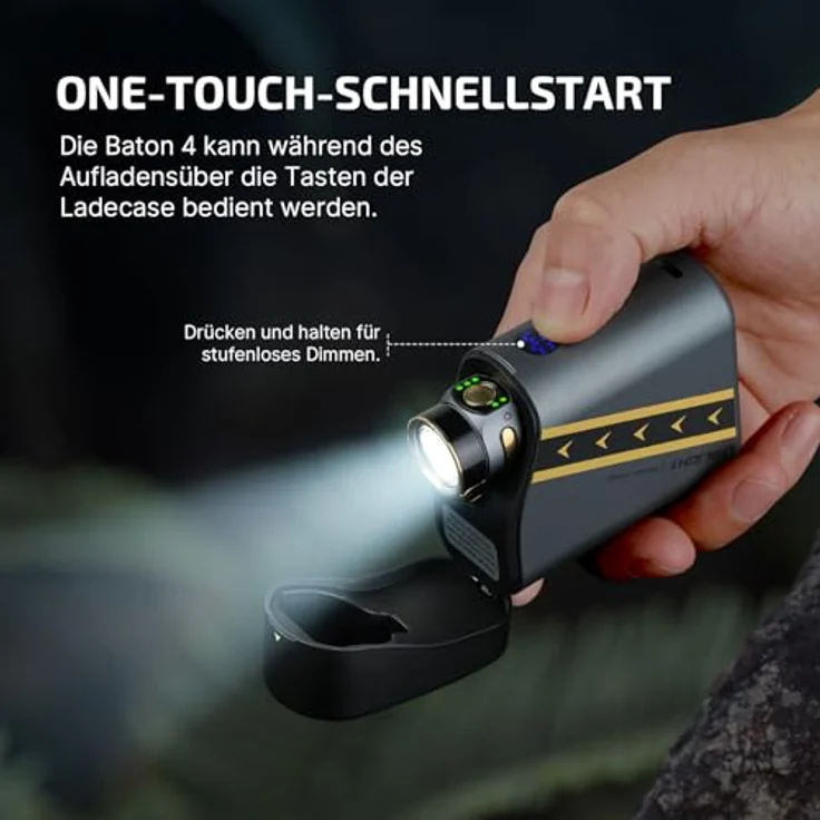 OLIGHT Baton 4 Kit, aufladbare Taschenlampe mit dimmbarem Ladecase, 1300 Lumen, 190 Tage Laufzeit, 170m Leuchtweite, IPX8 wasserdicht – Bild 5