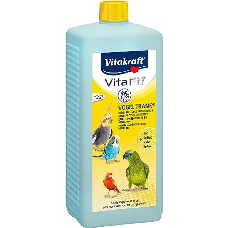Vitakraft Vogeltrank, mineralreiches Trinkwasser, für Heimvögel, mit Jod, zur Unterstützung des Stoffwechsels, zur täglichen Versorgung (1x 1000ml)