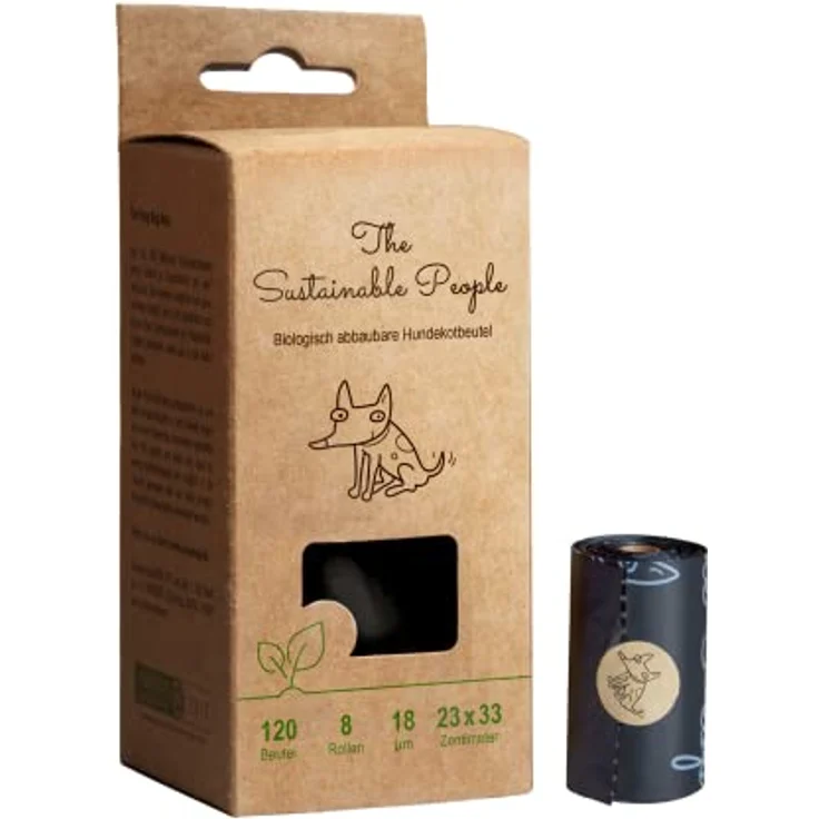 TSP Bio-abbaubare Hundekotbeutel - OK compost HOME zertifiziert - 100% heim-kompostierbar und biologisch abbaubar - Gross, Extra Dick (18µm) – Bild 1