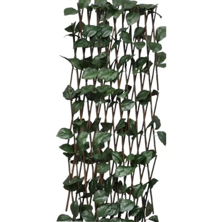 vidaXL 5X Weidenzaun Rankgitter mit künstlichen Blättern, ausziehbares Spalier-Gitter 180x60cm für Garten und Umzäunung – Bild 4
