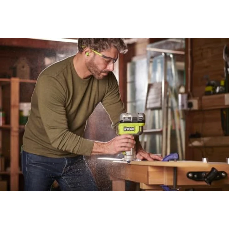 RYOBI 18 V ONE+ Akku-Kantenfräser RTR18-0, mit 6 Geschwindigkeitsstufen und max. Spanndurchmesser 6 & 6.35mm, in grün – Bild 4