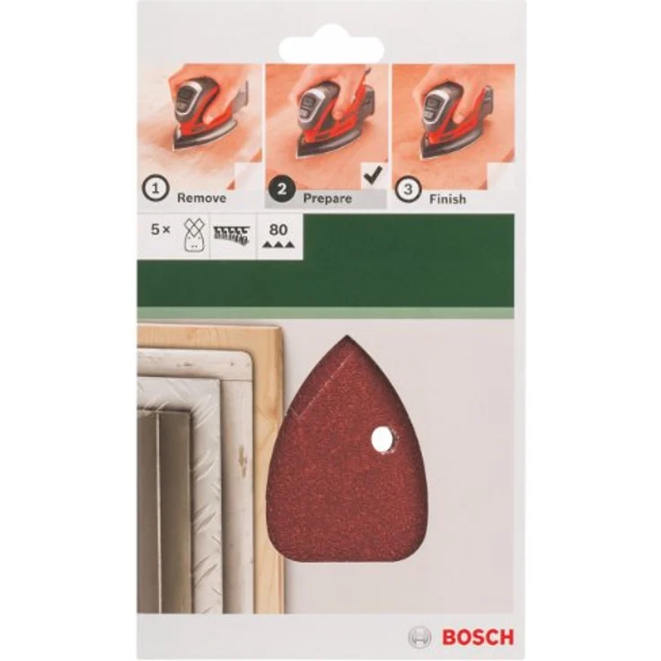 Bosch Schleifblatt (für Multischleifer verschiedene Materialien, 5 Stück, 95 x 135 mm, Körnung 80) – Bild 3
