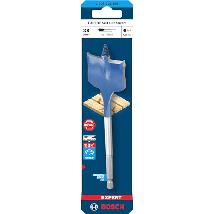 BOSCH EXPERT Self Cut Speed Flachfräsbohrer 38 x 152 mm, Hochgeschwindigkeitsbohrer für Holz mit automatischem Vorschub – Bild 2