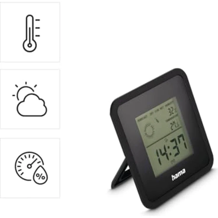 Hama Borneo, Thermometer und Hygrometer für Innen, schwarz – Bild 2