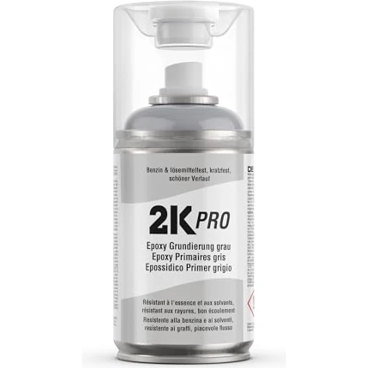 2K PRO 2K Sprühlack 250ml, schnelltrocknender, UV-beständiger und kratzfester Epoxy-Grundierung in Grau – Bild 1