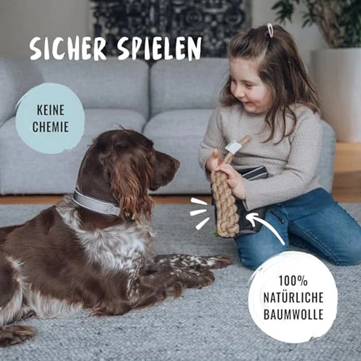 Rudelkönig Hundespielzeug Seil 3er Set, Zerrspielzeug aus 100% natürlicher Baumwolle, robust und umweltfreundlich – Bild 2
