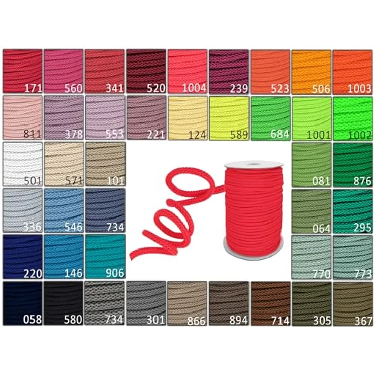 maDDma Polyester-Schnur 100m Kordel Seil, weiche Häkelbindung Ø ca. 6mm, Farbe: 571 - creme, UV-beständig und waschbar – Bild 2