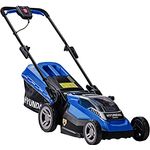 HYUNDAI Akku-Rasenmäher LM3638LI SET2A4, Rasenmäher mit 650W bürstenlosem Motor, 38cm Schnittweite, 40l Grasfangkorb (2 x 4.0 Ah Akku und 1 x Doppel-Ladegerät)