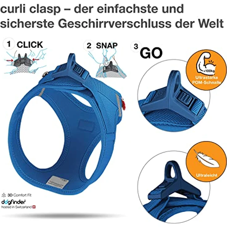 Curli Vest Harness Clasp Air-Mesh, PN2805, Blau,M – Bild 3