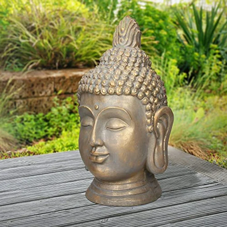 Buddha Kopf Statue 53cm bronze aus Polyresin – Bild 8
