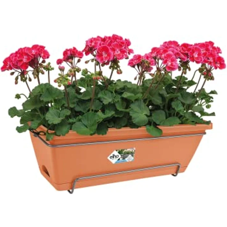 elho Barcelona Allin1 50 - Übertopf für Balkon & Außen - 100% recyceltem Plastik - Ø 49.5 x H 18.5 cm - Braun/Terra – Bild 3
