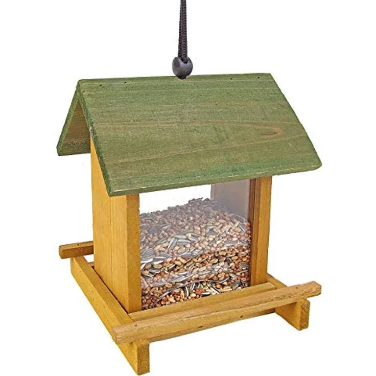 Holz Vogel Futterstelle zum Hängen - 21x17x17 cm - Futterhaus Futterstation Futterspender Vogelhäuschen