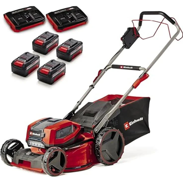 Einhell Akku-Rasenmäher GP-CM 36/47 S Li BL Kit Power X-Change (36 V, 47 cm Schnittbreite, bis 700 m², Brushless, 65 L Fangkorb, Radantrieb, inkl. 4x 4,0 Ah + 2x Twincharger) – Bild 1
