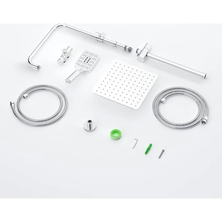 Rainsworth Duschsystem Ohne Thermostat, 3 Strahlart(en), Duschgarnitur mit Umsteller, 3 Strahlarten Handbrause, Chrom – Bild 5