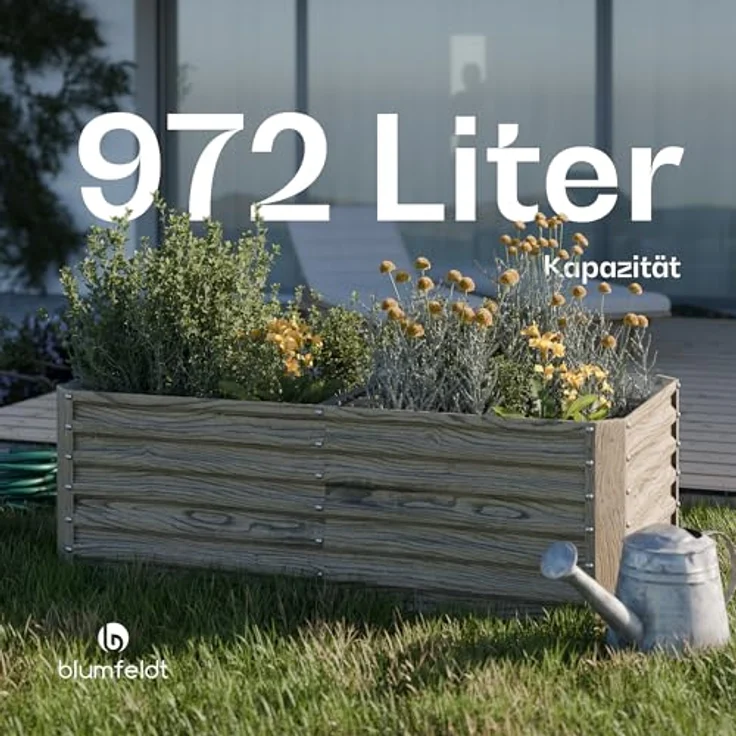 Blumfeldt High Grow Straight Hochbeet, Robuster 972L Metall-Hochbeet in Holzoptik, Wetterfest & Rostbeständig - Ideal für Blumen, Kräuter & Gemüse – Bild 5