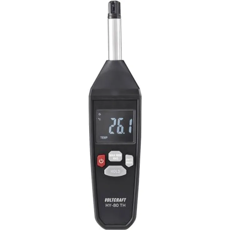 Voltcraft HY-80 TH, Digitales Thermo- und Hygrometer mit präziser Temperatur- und Luftfeuchtigkeitsmessung, handlich und leicht