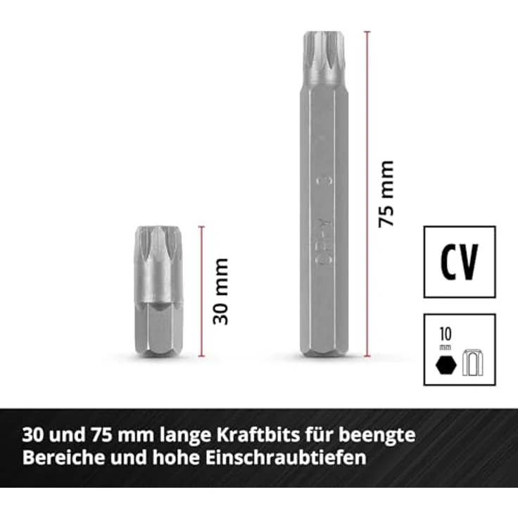 Einhell Bit-Set 109032, XL-Case, 40-teilig, mit 30 mm und 75 mm kraftvollen Chrom Vanadium Bits und Stecknussadaptern – Bild 4