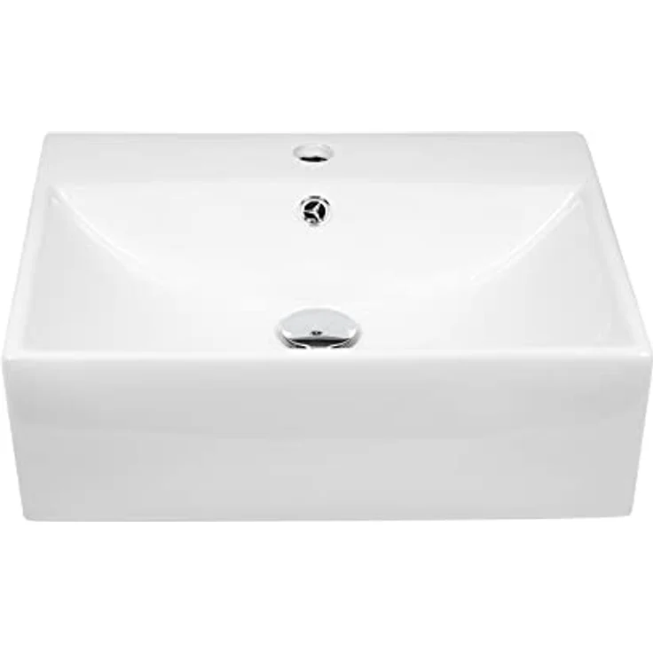 STABILO Sanitaer Keramik Wandhängewaschbecken rechteckig 505x405x160 mm weiß Komplettset – Bild 2