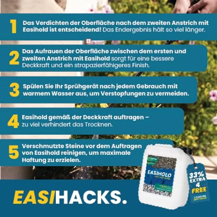 Easihold EasiHold Mulch & Steinbinder, 5 l - Wasserbasiertes Bindemittel für Kies und Mulch, 100% wasserdurchlässig, für ca. 8 m² – Bild 7