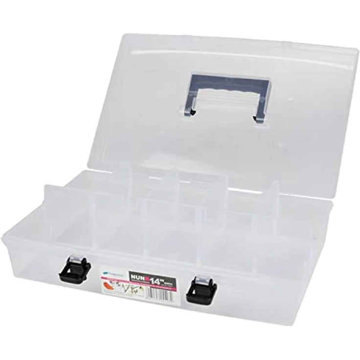 Sortimentsbox Kleinteilemagazin Sortierkasten Ergonomischer Griff Klemmverschlüsse Transparent 359 x 238 x 85mm – Bild 4