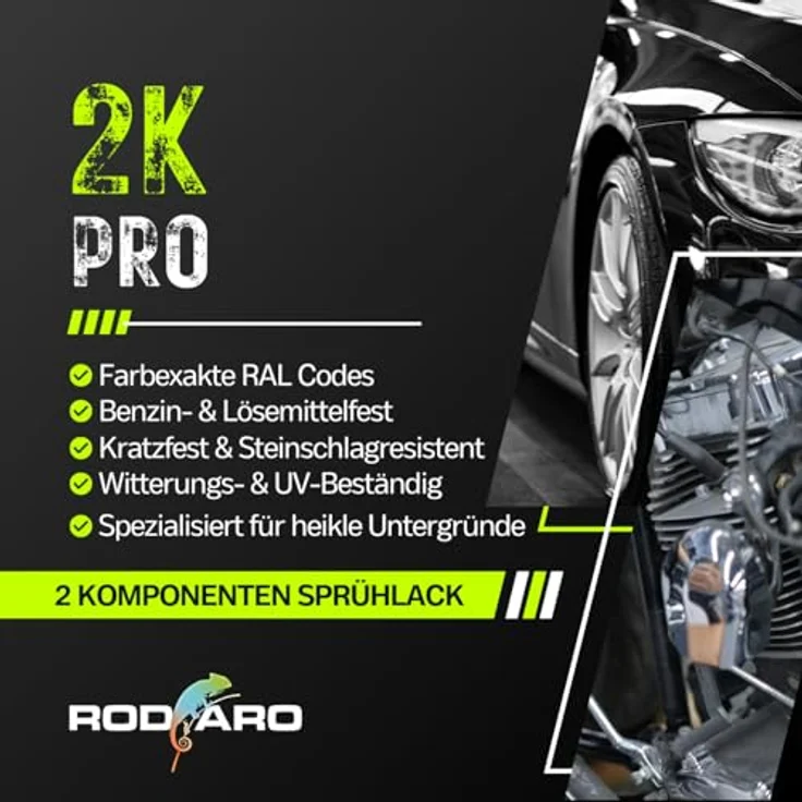 2K PRO 2K Spraydose 400ml, Schnelltrocknender 2 Komponenten Sprühlack, UV-Beständig, Stoss- und Kratzfest, RAL3000 - Feuerrot Glanz – Bild 2