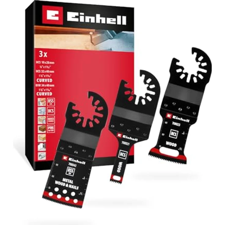 Einhell Multitool Set, 3-tlg. mit HCS und BIM Tauchsägeblättern, PTFE-Coating, für vielseitige Sägearbeiten – Bild 1