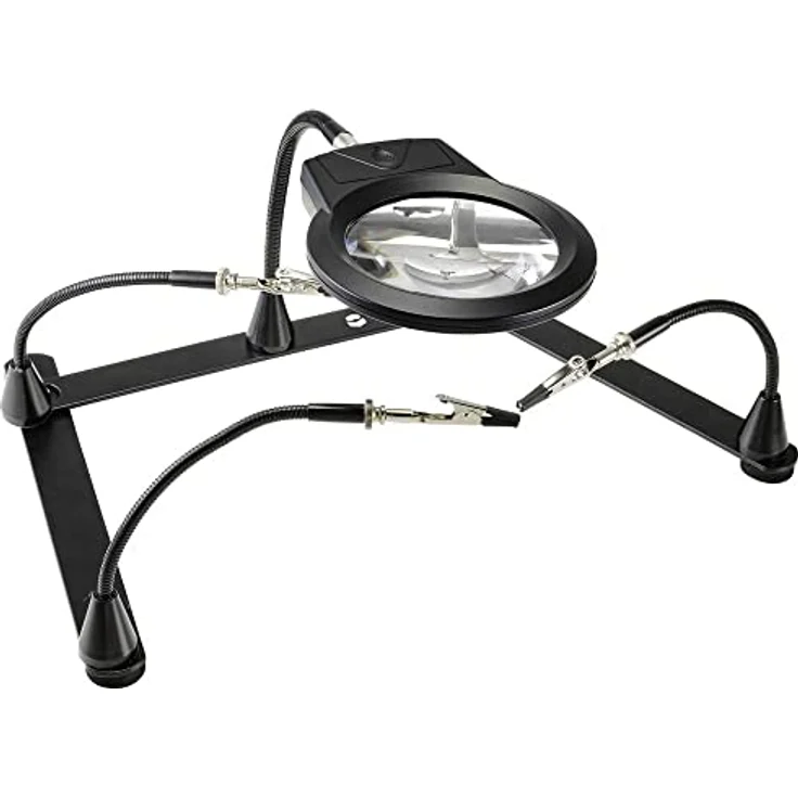 TOOLCRAFT AT-430, Dritte Hand mit 4x Lupe, verstellbarem Stahlsockel und flexiblen Armen für präzise Lötarbeiten und Handwerksprojekte – Bild 2