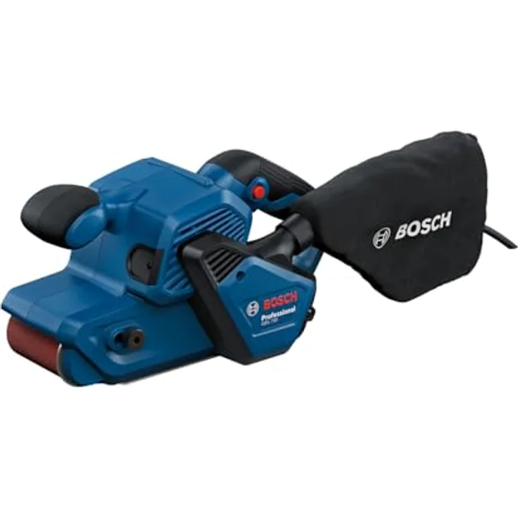 Bosch Professional Bandschleifer GBS 750 (850-W-Motor, Textilschleifband, Staubbeutel)
