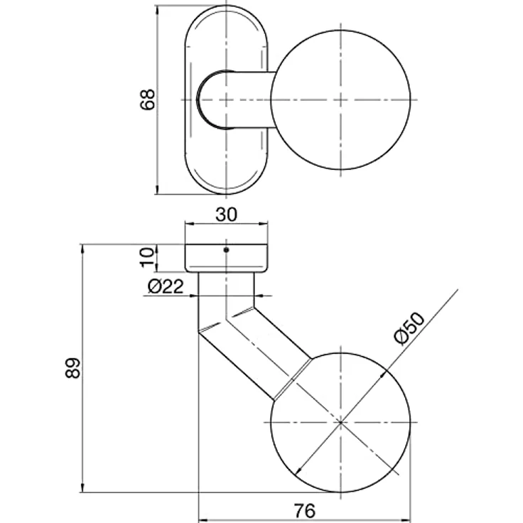 Ogro Türgriff + Fenstergriff, Türknopf RENOVI 3548 VOFS, Rosette 30x68x10, gekröpfter Knopf, Edelstahl matt – Bild 2