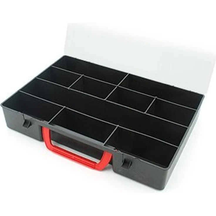 TRIZERATOP Werkzeugkoffer Sortimentskasten, Organizer 10 Fächer, 300x220x55 mm, mit Traggriff, PVC – Bild 3