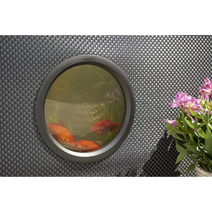Hozelock Terrassenteich mit Flechtwänden, Outdoor Aquarium 100 x 100 x 70 cm inkl. Fenster, Schwarz – Bild 3