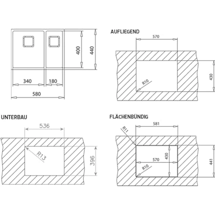 TEKA FlexLinea RS15 2C 580, Rechteckiges Edelstahl-Waschbecken mit 2 Spülbecken und 3in1 Flexinstallation – Bild 8