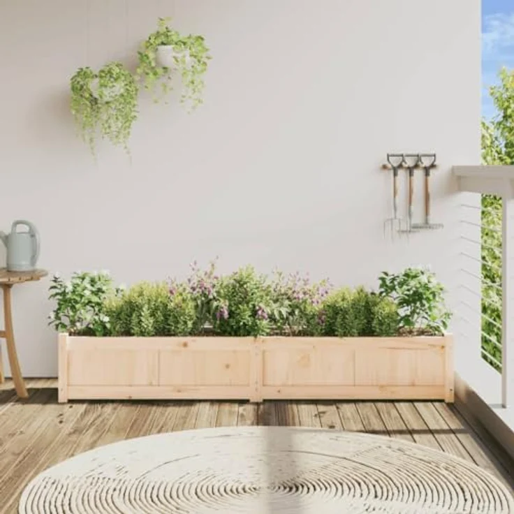 vidaXL Pflanzkübel aus Massivholz Kiefer, Rechteckig mit großem Fassungsvermögen für Garten und Terrasse – Bild 3
